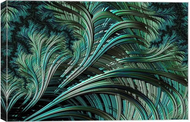 Green Palm - A Fractal Abstract Canvas Print by Ann Garrett