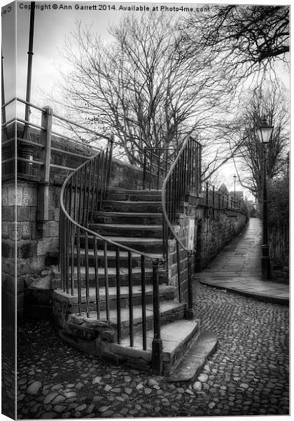 Steps up to the Old City Wall in Chester Canvas Print by Ann Garrett