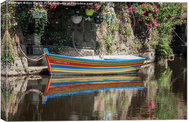 Boat on the River Trieux in Pontrieux France Canvas Print by Ann Garrett