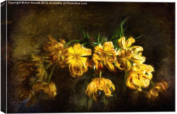 Vase of Yellow Tulips Canvas Print by Ann Garrett