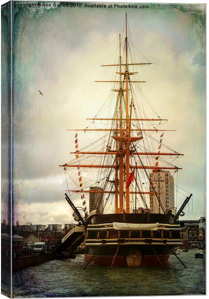 HMS Warrior  Canvas Print by Ann Garrett