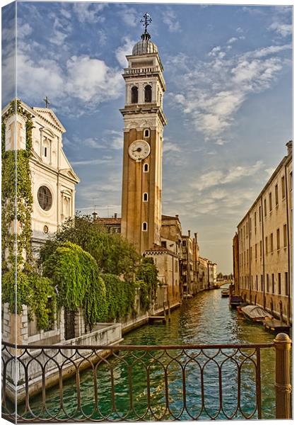 Clock Tower, Venice Canvas Print by Ann Garrett