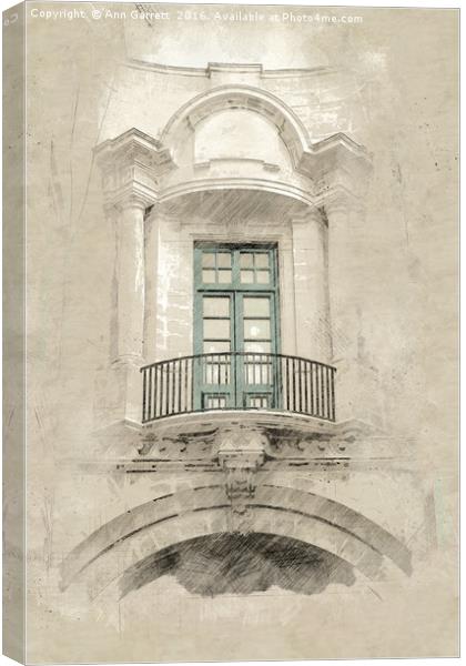 A Classical Balcony in Malta Canvas Print by Ann Garrett
