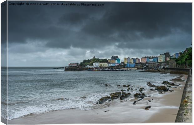 Storm Clouds over Tenby Canvas Print by Ann Garrett