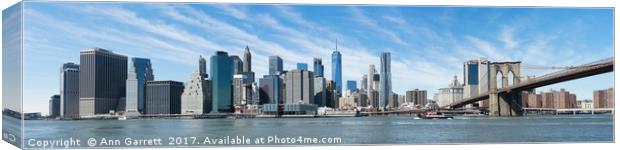 Manhattan Panorama Canvas Print by Ann Garrett