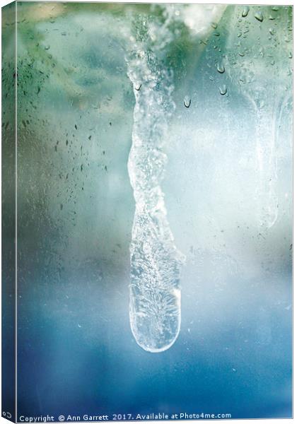 Icicle Through Glass Canvas Print by Ann Garrett