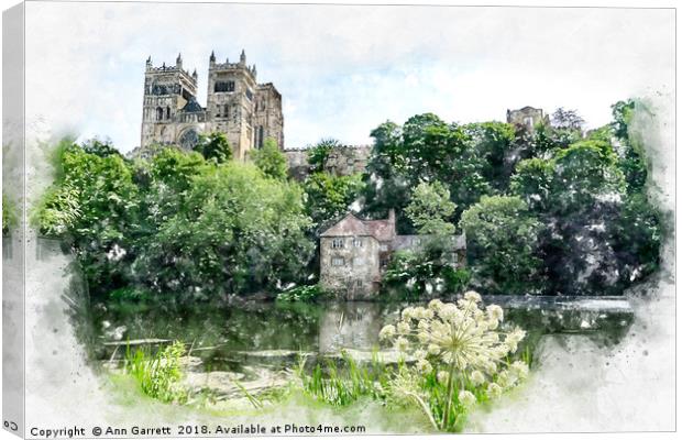 Durham Cathedral Digital Watercolour Canvas Print by Ann Garrett