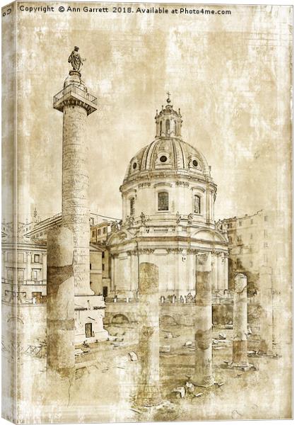 Colonna Traiana Rome Canvas Print by Ann Garrett