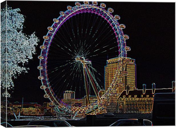 PSYCHEDELIC LONDON EYE Canvas Print by David Atkinson