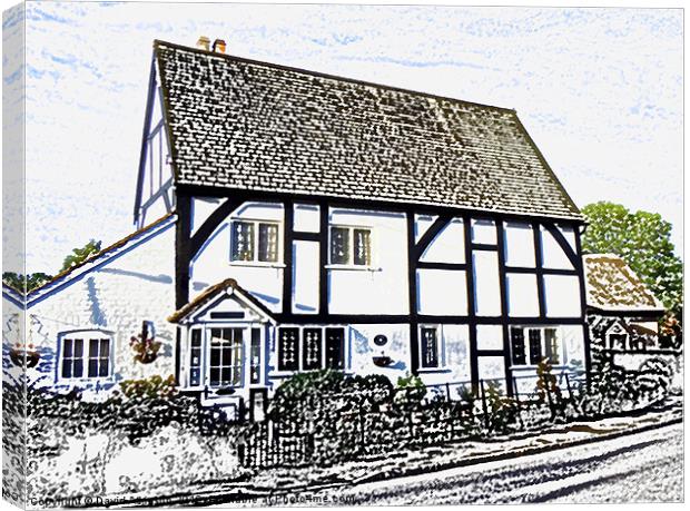 COUNTRY COTTAGE SKETCH Canvas Print by David Atkinson