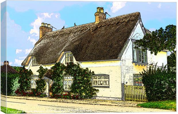 THATCHED COTTAGE Canvas Print by David Atkinson