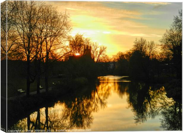 Sunset on the River Leam Canvas Print by David Atkinson