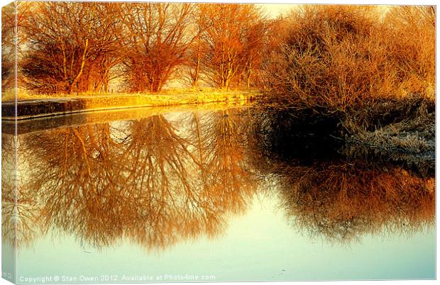 Autumn Sunlit Reflection. Canvas Print by Stan Owen