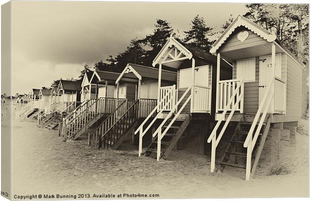 Wells beach huts in sepia Canvas Print by Mark Bunning