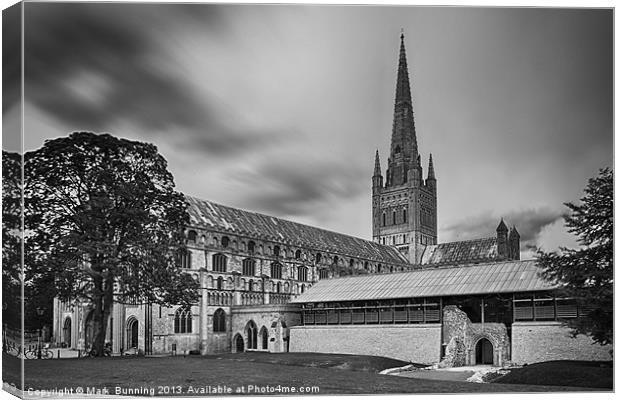 Norwich Cathedral in monocrome Canvas Print by Mark Bunning