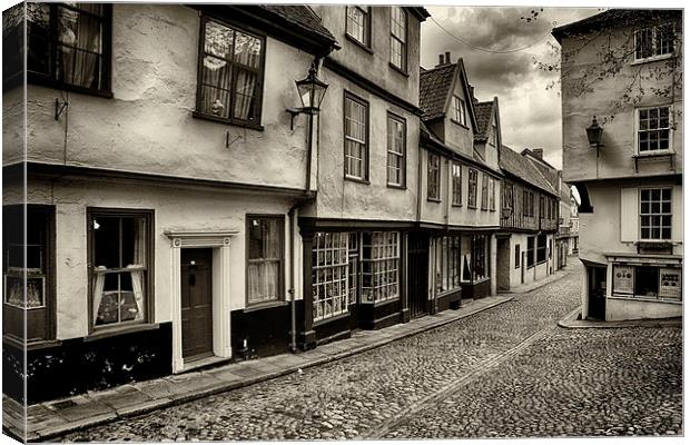 Elm Hill Norwich in sepia Canvas Print by Mark Bunning