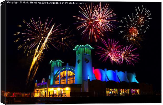 Great Yarmouth summer fireworks Canvas Print by Mark Bunning