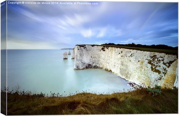 Rainbow over Old Harry Canvas Print by Vinicios de Moura