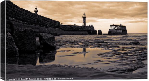 Low Tide, Whitby  Canvas Print by Paul M Baxter