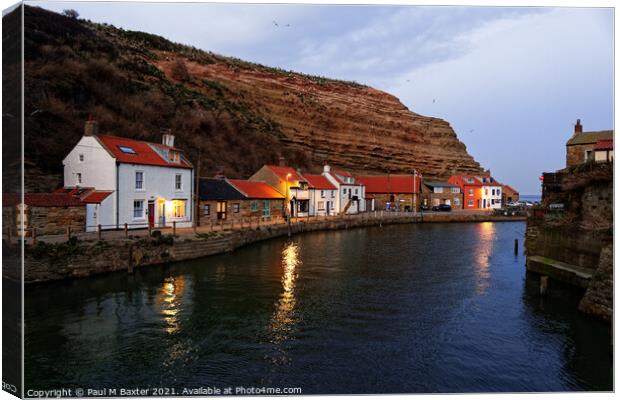 Staithes Sunset Canvas Print by Paul M Baxter