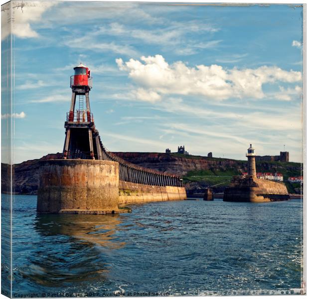 Whitby Harbour Approach Canvas Print by Paul M Baxter