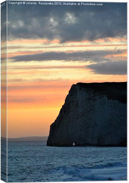 Sunset at Durdle Door Beach Canvas Print by Jolanta  Raczynska