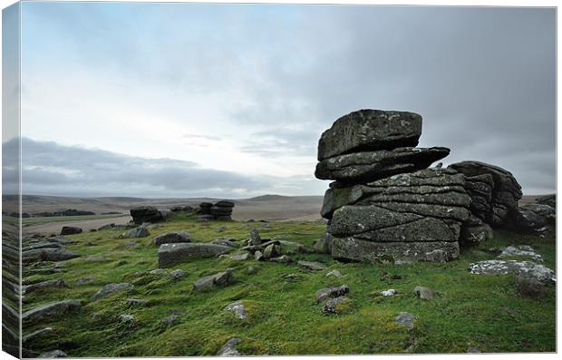 Rowtor, Dartmoor Winter Canvas Print by Jon Short