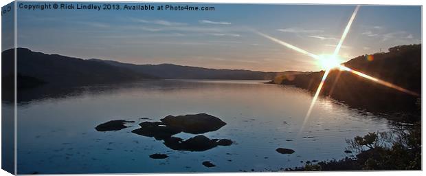 Sunset over loch sunart Canvas Print by Rick Lindley