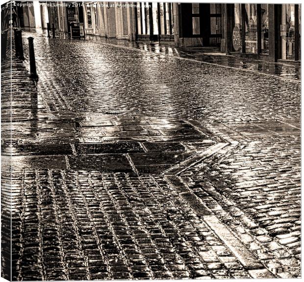 Chester cobbles at night Canvas Print by Rick Lindley