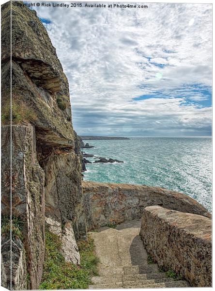 Steps to South Stack Lighthouse Canvas Print by Rick Lindley