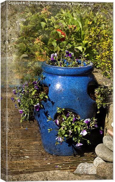 The Enchanting Blue Strawberry Pot Canvas Print by LIZ Alderdice