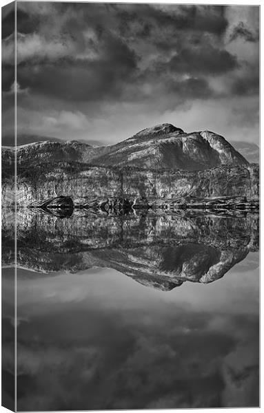 Monochrome Mountain Reflection Canvas Print by Natures' Canvas: Wall Art  & Prints by Andy Astbury