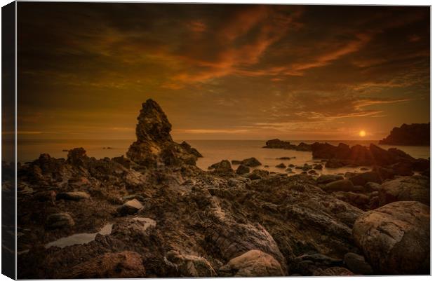 Porth Saint Beach at Sunset. Canvas Print by Natures' Canvas: Wall Art  & Prints by Andy Astbury