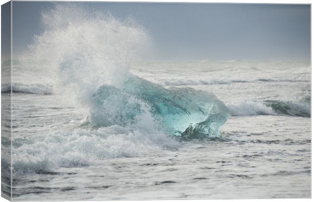 Glacial Iceberg in Beach Surf. Canvas Print by Natures' Canvas: Wall Art  & Prints by Andy Astbury