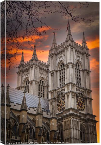 Westminster Abbey at Sunset Canvas Print by David Tyrer