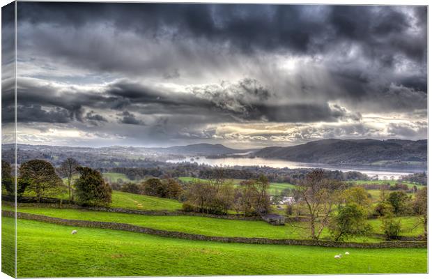 Storm over Lake Windermere Canvas Print by David Tyrer