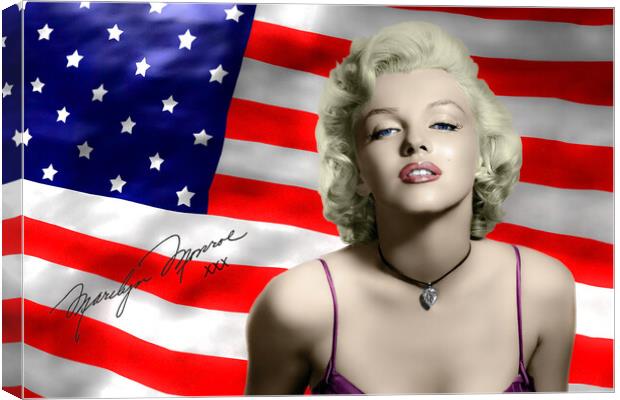 American Icon: Vivid Monroe Monochrome Canvas Print by David Tyrer
