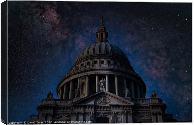 St Paul's Cathedral on a Starry Night Canvas Print by David Tyrer