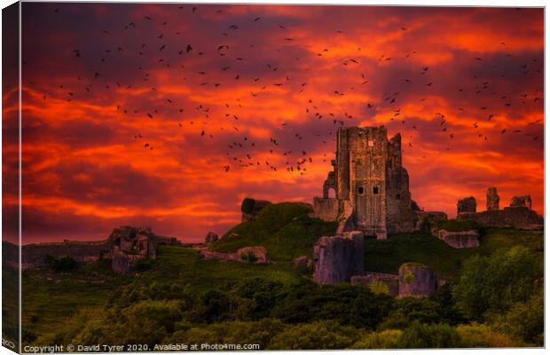 Haunting Echoes at Corfe Castle Canvas Print by David Tyrer