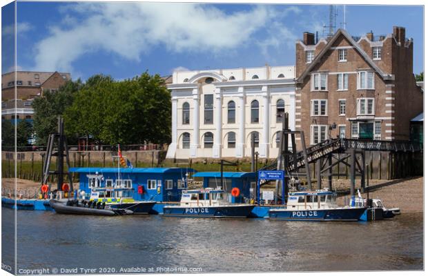 Thames River Police - Wapping, London Canvas Print by David Tyrer