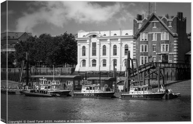 Thames River Police - Wapping, London Canvas Print by David Tyrer
