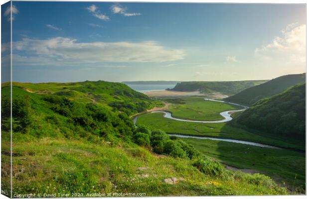 Three Cliffs Bay, Gower, Wales Canvas Print by David Tyrer