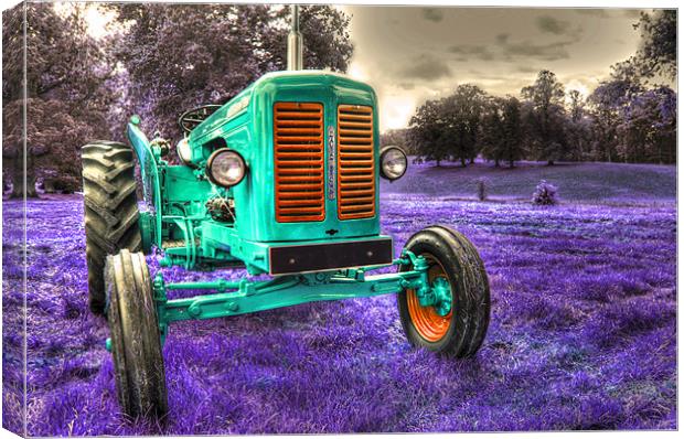 Surreal Vintage Turquoise Tractor Canvas Print by Gavin Wilson