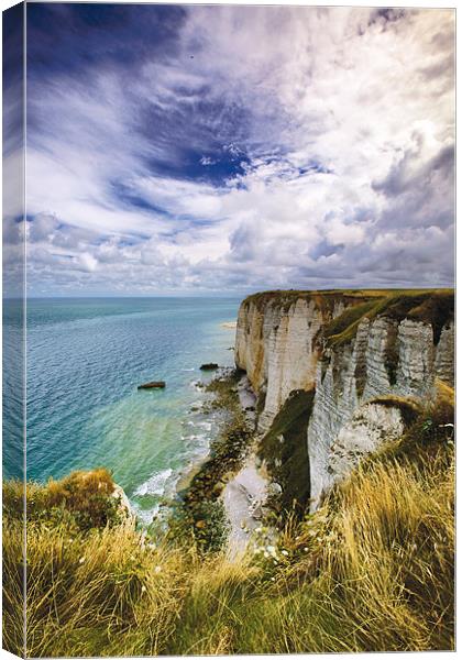 Cliifs at Etretat Canvas Print by David Yeaman