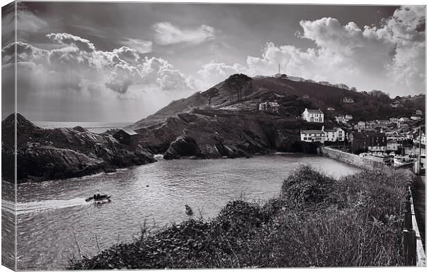 Polperro Harbour Canvas Print by David Yeaman