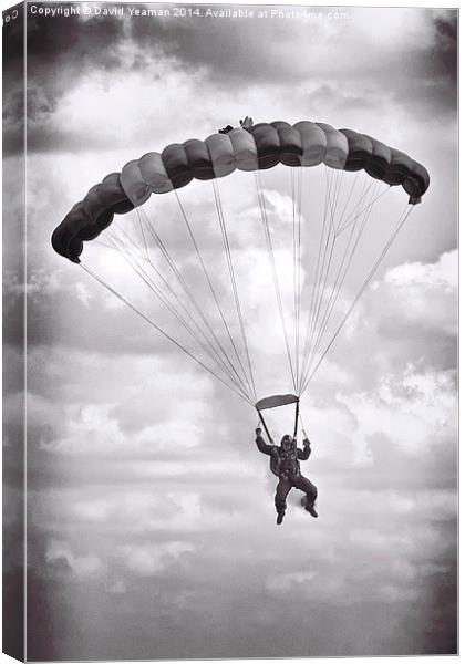  Solitary RAF Falcons Parachutist Canvas Print by David Yeaman