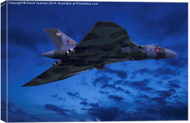  Avro Vulcan Bomber B2 (XH558) at night Canvas Print by David Yeaman