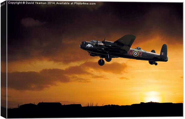 Avro Lancaster Bomber at dawn Canvas Print by David Yeaman