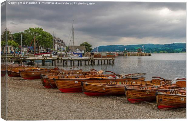 Rowing boats Ambleside UK Canvas Print by Pauline Tims