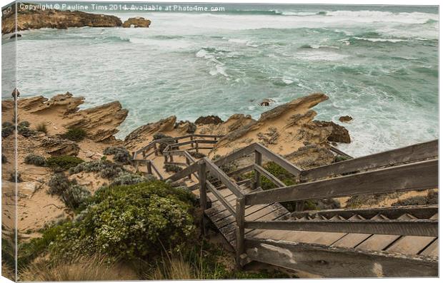  Stairway to the Sea at Blairgowrie, Victoria, Aus Canvas Print by Pauline Tims